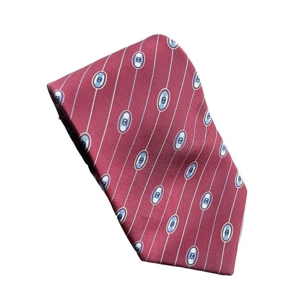 Gucci Accessory Collection VTG Slim Neck Tie Locks Bits Italy Silk Striped Red